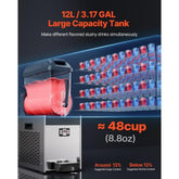 Commercial Slushy Machine, 12L Single Tank Frozen Drink Machine, 48 Cups Stainless Steel Margarita Smoothie Frozen Drink Maker, Slushie Maker for Home Party Restaurants Cafe Bars